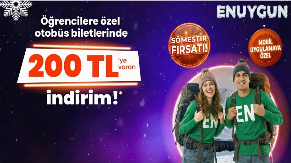 ENUYGUN’dan 200 TL’ye Varan Öğrenci İndirimi!  - ENUYGUN öğrenci indirimi kampanya görseli
