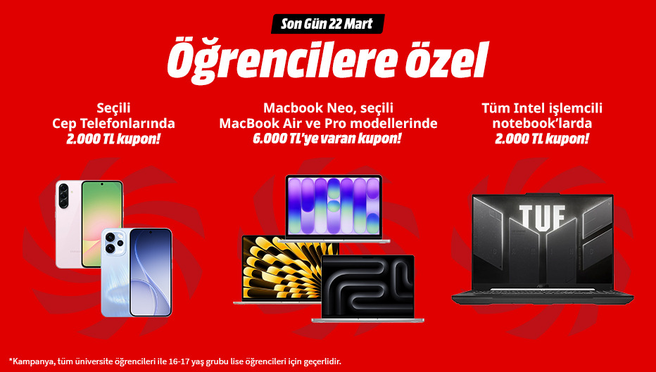 MediaMarkt'tan Öğrencilere 6.000 TL’ye Varan Kupon Desteği! - MediaMarkt öğrenci indirimi kampanya görseli