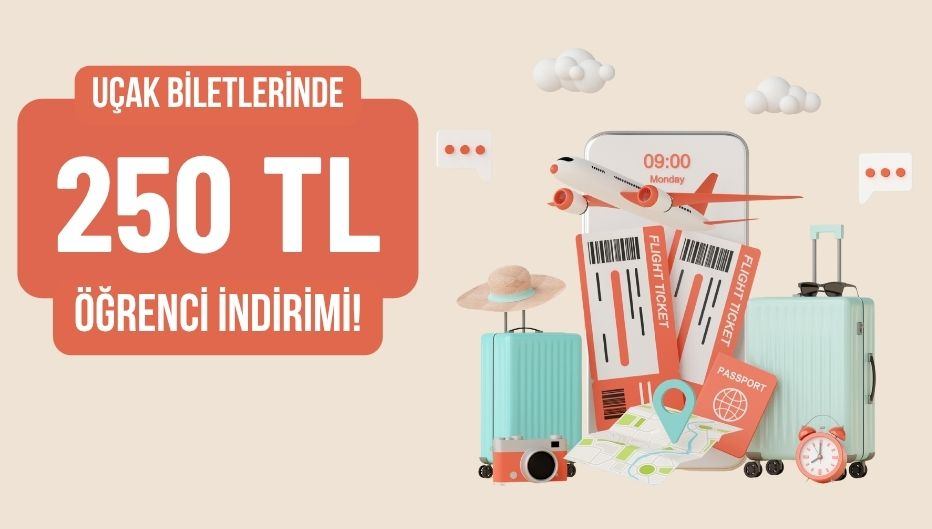 Bilet Dükkanı'ndan Uçak Biletlerinde Anında 250 TL Öğrenci İndirimi! - Bilet Dükkanı öğrenci indirimi kampanya görseli