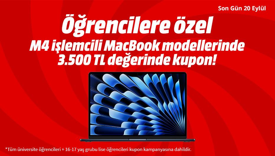 MediaMarkt'tan Öğrencilere M4 işlemcili MacBook Air Modellerinde 3.500 TL Hediye Kupon! - MediaMarkt öğrenci indirimi kampanya görseli
