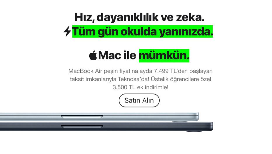 Teknosa’da Seçili MacBook Modellerinde Geçerli Öğrencilere Özel  3.500TL İndirim!